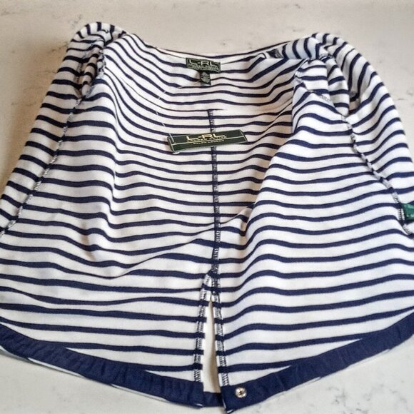 Lauren Ralph Lauren Navy Stripe Cotton Jacket - Picture 5 of 10